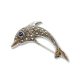 Ezüst delfin bross markazit kövekkel