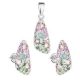 Ezüst medál és fülbevaló ékszer szett Swarovski kristállyal, pink